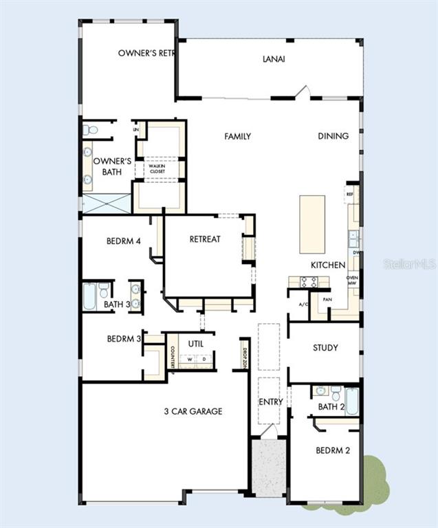 This is a floor plan for a single-story house with a three-car garage — 6811 HERON MEADOW DRIVE, SARASOTA, FL