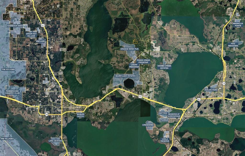 This is a map showing various residential developments and roads in a Florida lake region — 9603 WRIGHT ON DRIVE, LEESBURG, FL