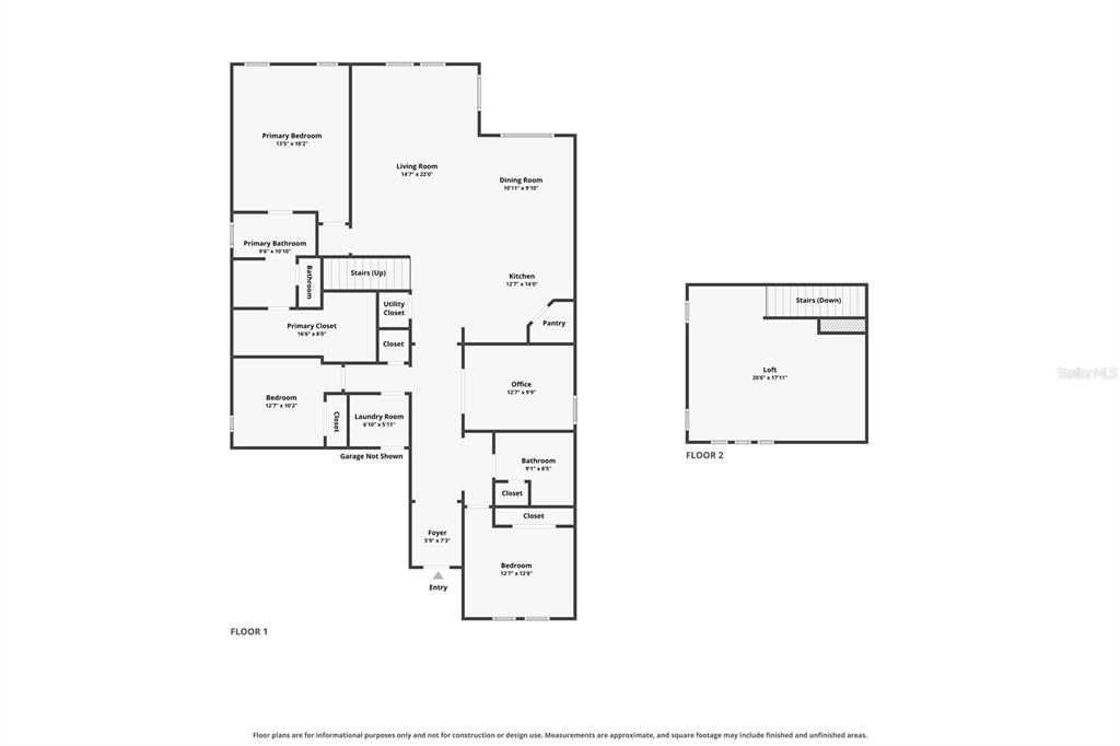 This is a two-story floor plan showing the layout of a house with multiple rooms — 1510 CHELSEA MANOR CIRCLE, DELAND, FL