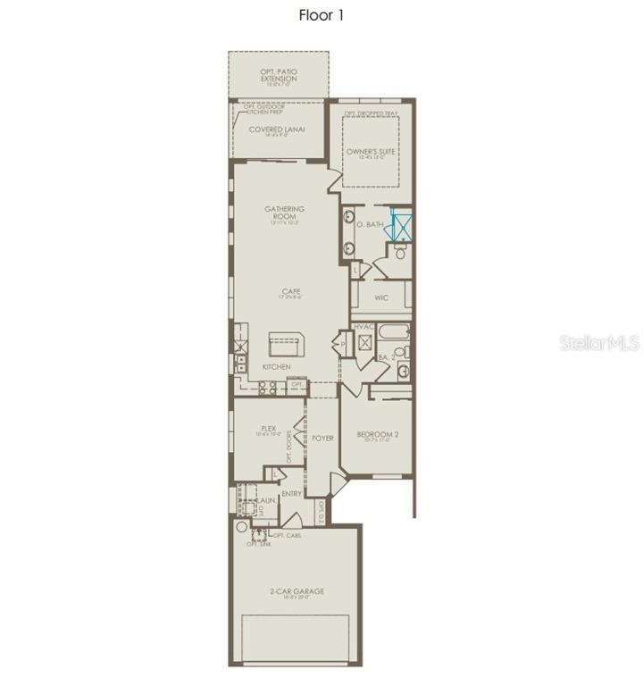 This is a floor plan for a single-story home featuring two bedrooms, a garage, and a lanai — 2617 HAMMOCK HARBOR AVENUE, ST CLOUD, FL