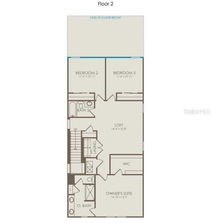 This is a floor plan for the second level of a home featuring three bedrooms — 10927 HEATHER HAVEN STREET, ORLANDO, FL
