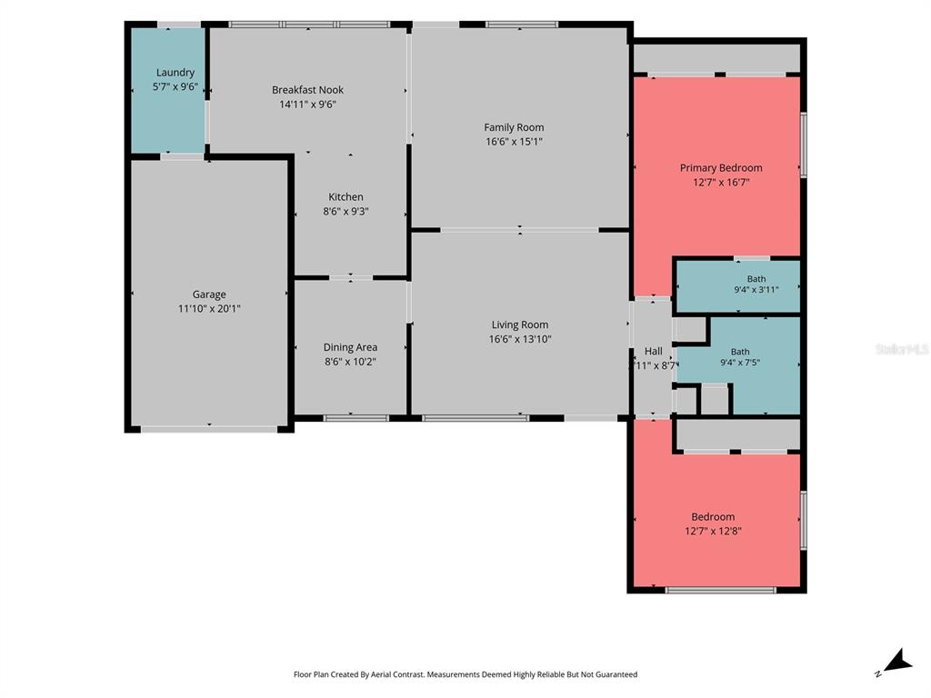 This is a floor plan showing the layout of a house with a garage and bedrooms — 2169 PINE RIDGE DRIVE, CLEARWATER, FL
