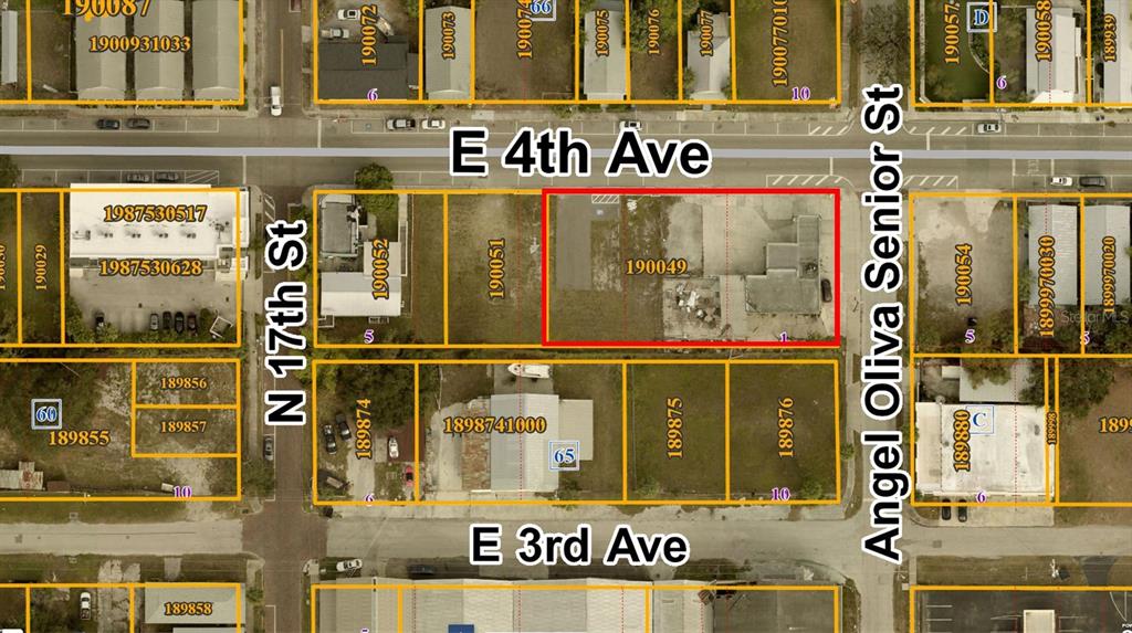 This is a map showing a rectangular parcel of land located on a street corner — 1715 E 4TH AVENUE, TAMPA, FL