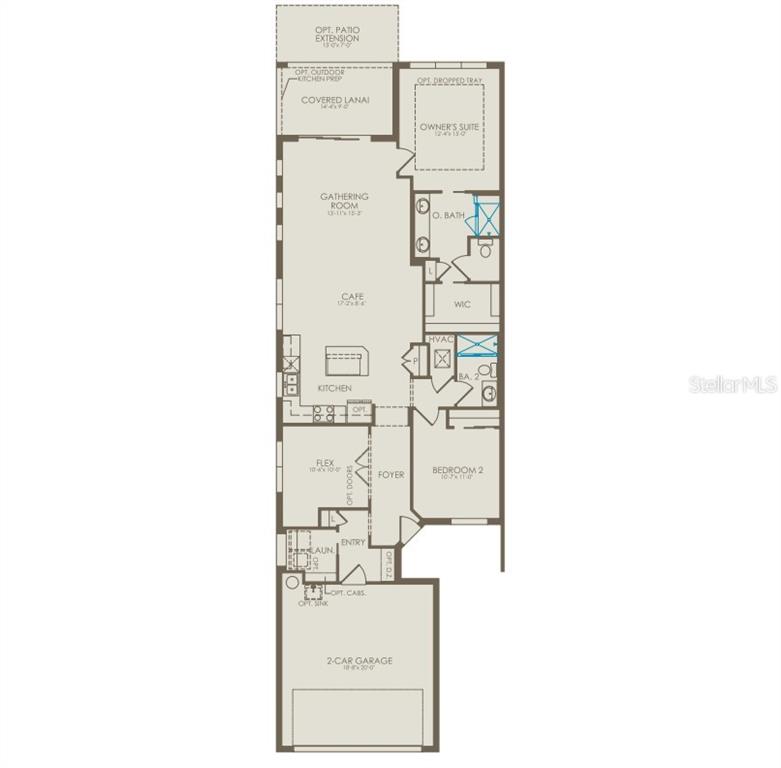 This is a floor plan for a single-story home with two bedrooms and a garage — 2623 HAMMOCK HARBOR AVENUE, ST CLOUD, FL