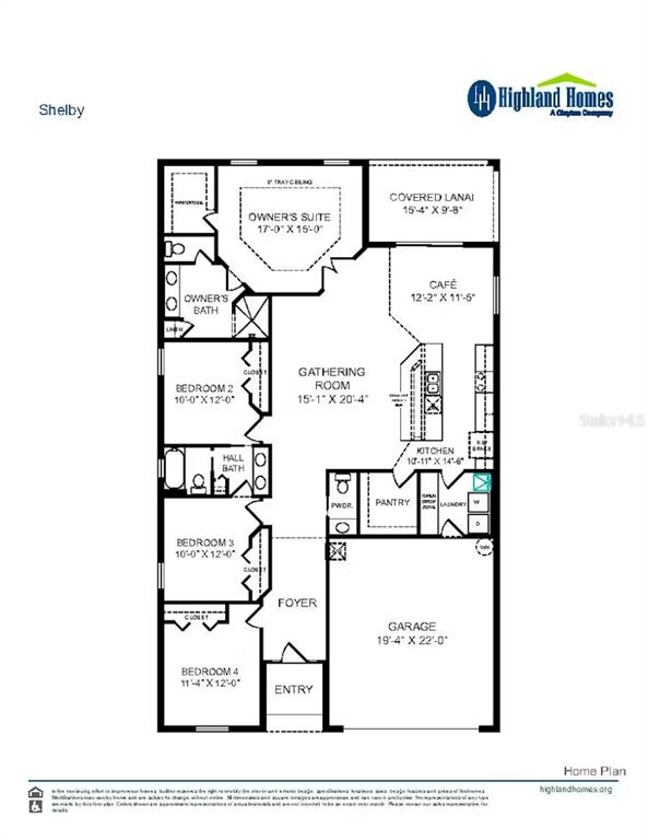 This is a floor plan for a four-bedroom home with a garage and covered lanai — 7618 SW 6TH LOOP, OCALA, FL