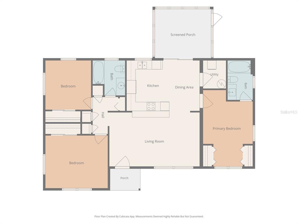 This is a floor plan of a single-story house featuring three bedrooms and a screened porch — 2117 N HERCULES AVENUE, CLEARWATER, FL