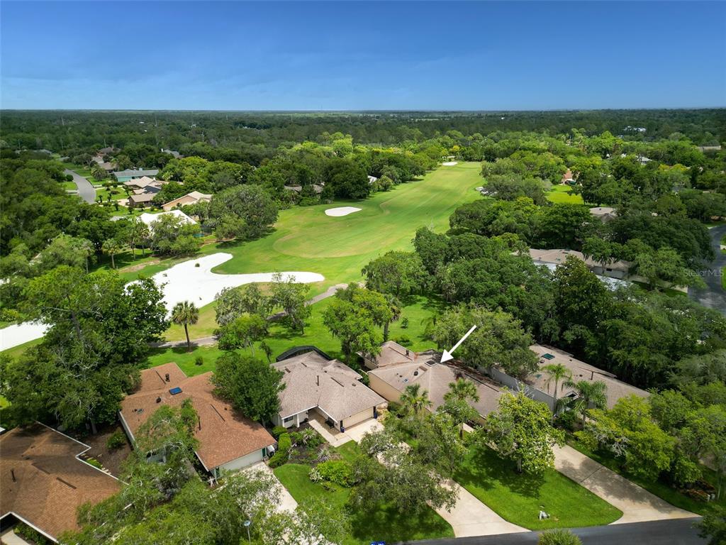 A yellow house with a paved patio, outdoor furniture, and a screened-in porch — 718 TANTALLON COURT, NEW SMYRNA BEACH, FL