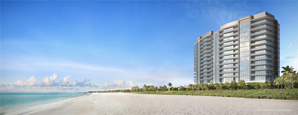 This is an artist's conceptual rendering of a modern high-rise condominium building on a beach — 197 AVENUE DE LA MER UNIT 504, PALM COAST, FL