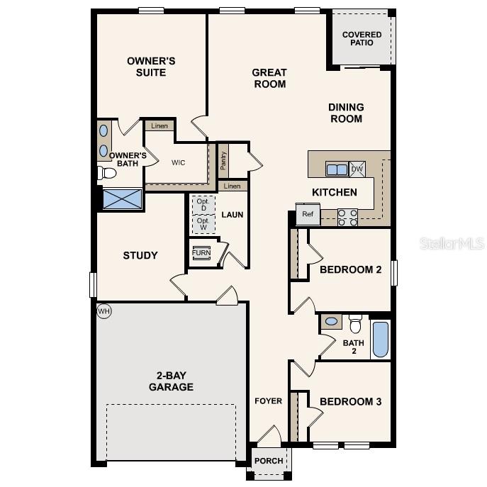 This is a floor plan for a single-story home with three bedrooms and a garage — 3149 SANTA CRUZ AVENUE SE, PALM BAY, FL