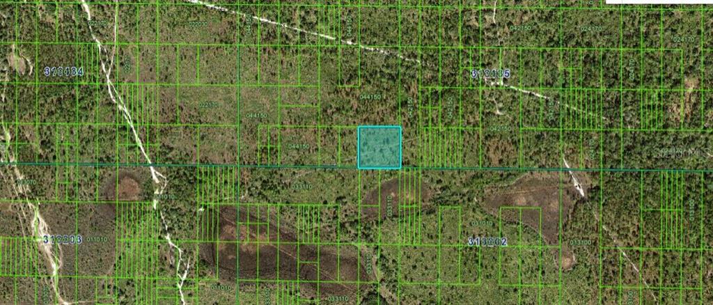 This is an aerial map showing a highlighted rectangular parcel of land among surrounding lots — N/A, FROSTPROOF, FL
