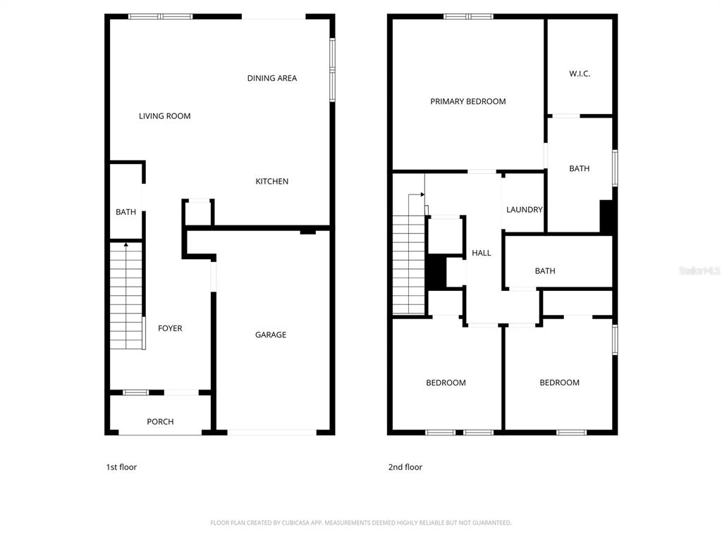 This is a two-story floor plan showing a garage, living areas, and three bedrooms — 665 MADISON DRIVE, DAVENPORT, FL