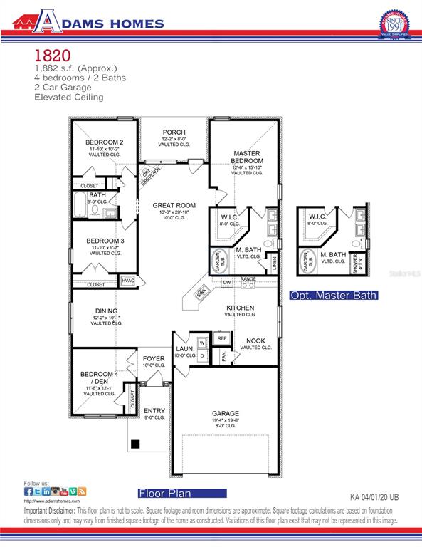 This is a floor plan for a four-bedroom, two-bathroom house with an attached garage — 13855 NW 150TH CIRCLE, ALACHUA, FL