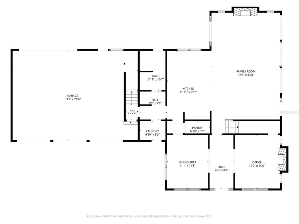 This is a floor plan showing the layout of a house with a garage and rooms — 13621 MCINTOSH ROAD, THONOTOSASSA, FL
