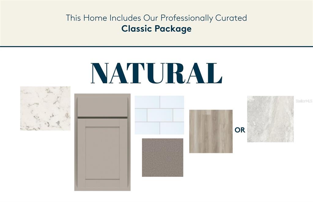 This image displays a design board for a home interior featuring cabinetry, countertops, and flooring — 16817 HARMONY RIVER LANE, PARRISH, FL