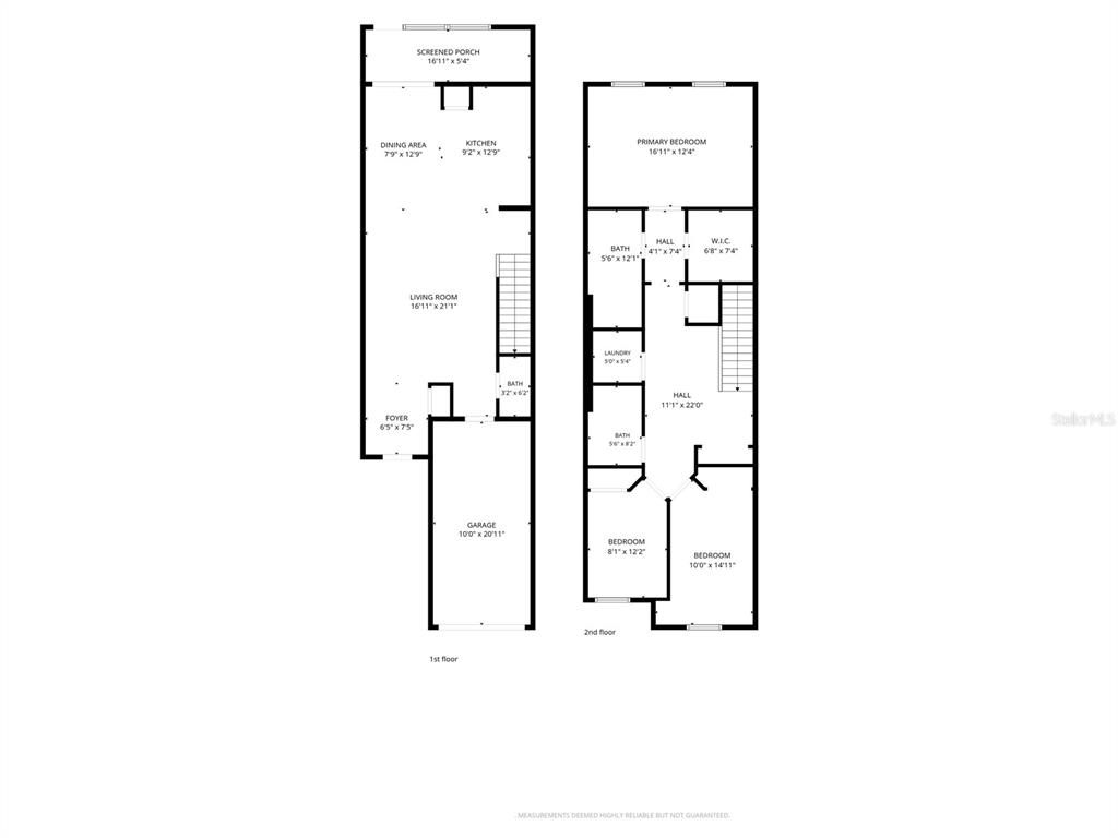 This is a two-story floor plan showing the layout of a house with a garage — 6140 SHINER STREET, LAND O LAKES, FL