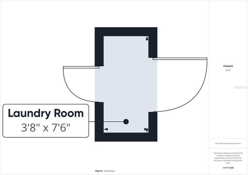 This is a floor plan of a laundry room measuring 3 feet 8 inches by 7 feet 6 inches — 221 1ST STREET, DAVENPORT, FL