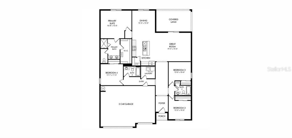 This is a floor plan for a single-story house with four bedrooms and a garage — 3313 ORCHARD LOOP, BARTOW, FL