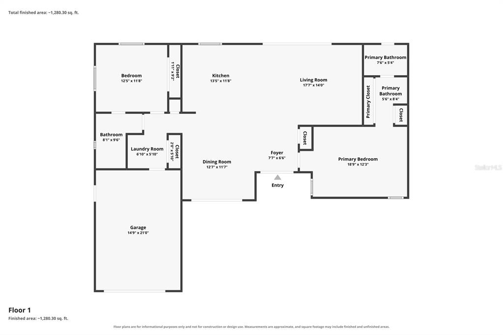 This is a floor plan for a single-story home featuring two bedrooms and a garage — 114 12TH STREET, BELLEAIR BEACH, FL