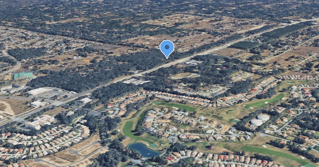An aerial view shows a blue location pin over a wooded lot along a road — 161 W NORVELL BRYANT HIGHWAY, HERNANDO, FL