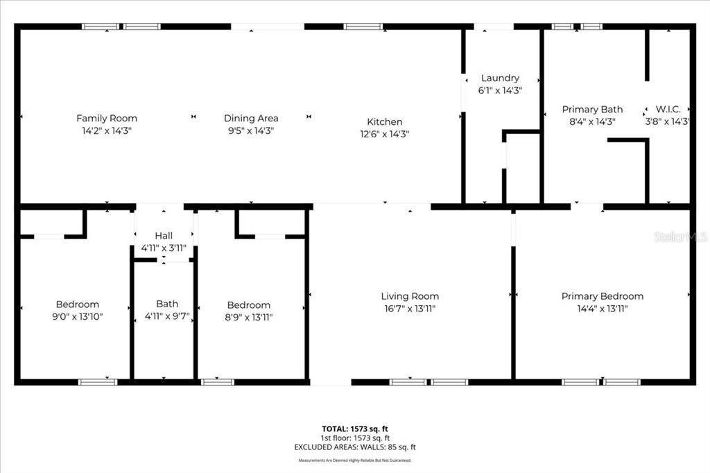 This is a floor plan for a single-story home with three bedrooms and two bathrooms — 4510 CROWS BLUFF AVENUE, LAKE WALES, FL