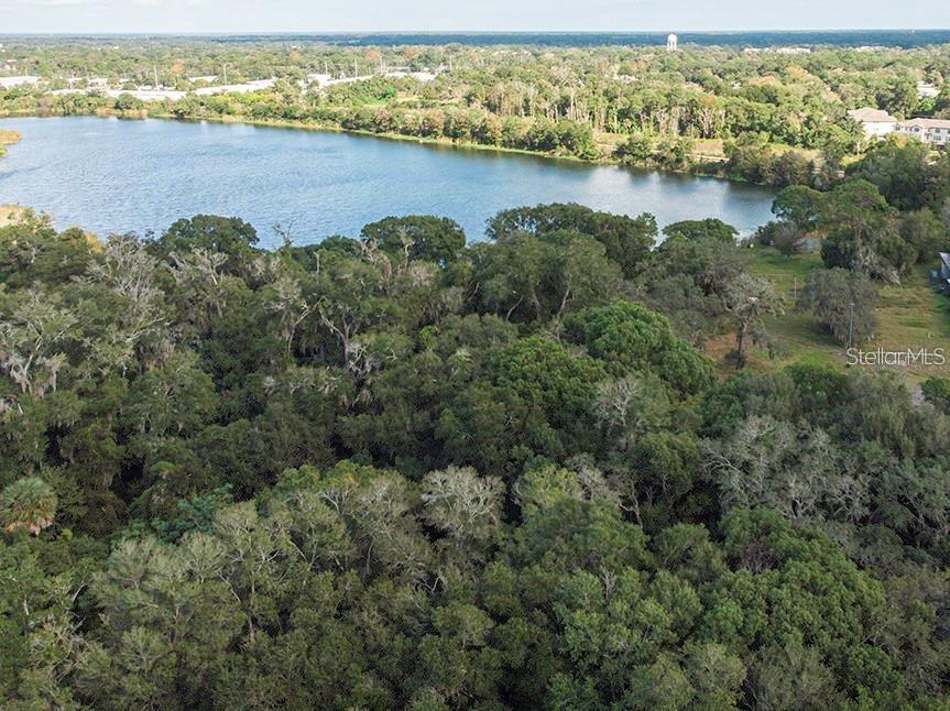 An aerial view shows a dense forest bordering a large lake under a clear sky — 325 MARKER STREET, ALTAMONTE SPRINGS, FL