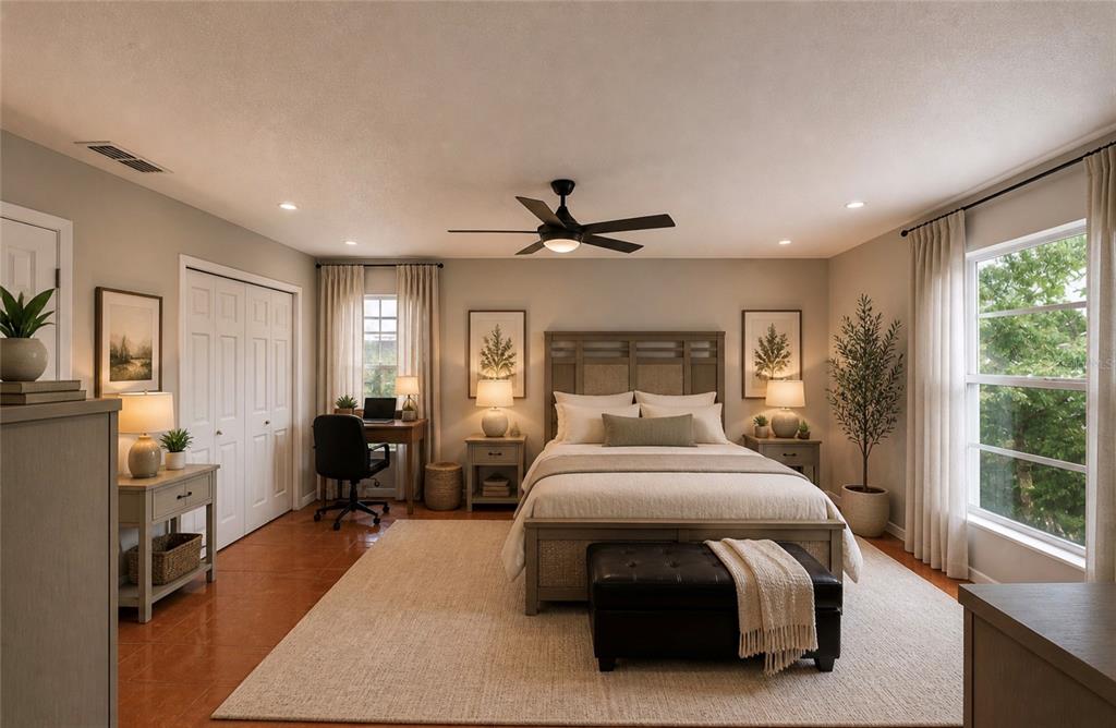 An entryway features tiled floors, a high ceiling, and a staircase with brown tiles — 1304 ORTEGA STREET, WINTER SPRINGS, FL