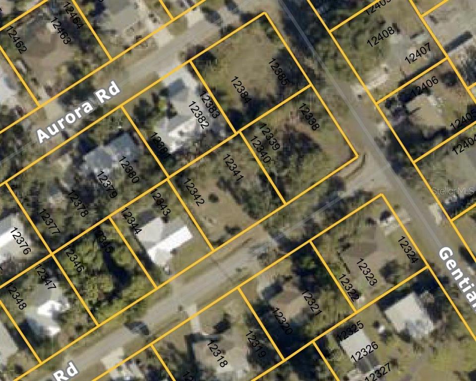 This is an aerial map showing property lot lines and parcel numbers in a neighborhood — 0 DRAGON ROAD, VENICE, FL