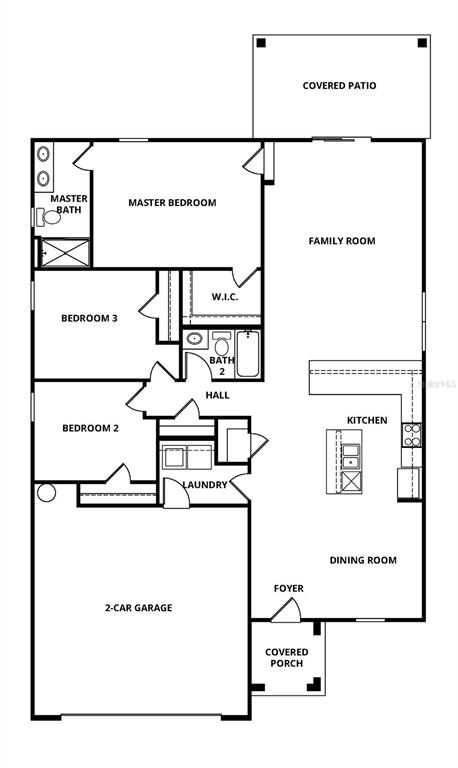 This is a floor plan for a single-story house with three bedrooms and a garage — 11 PRINCE ANTHONY LANE, PALM COAST, FL