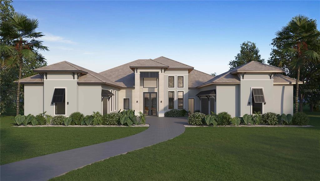 This rendering shows a modern home gym with a treadmill, exercise bike, and weight bench — 15054 PENDIO DRIVE, BELLA COLLINA, FL