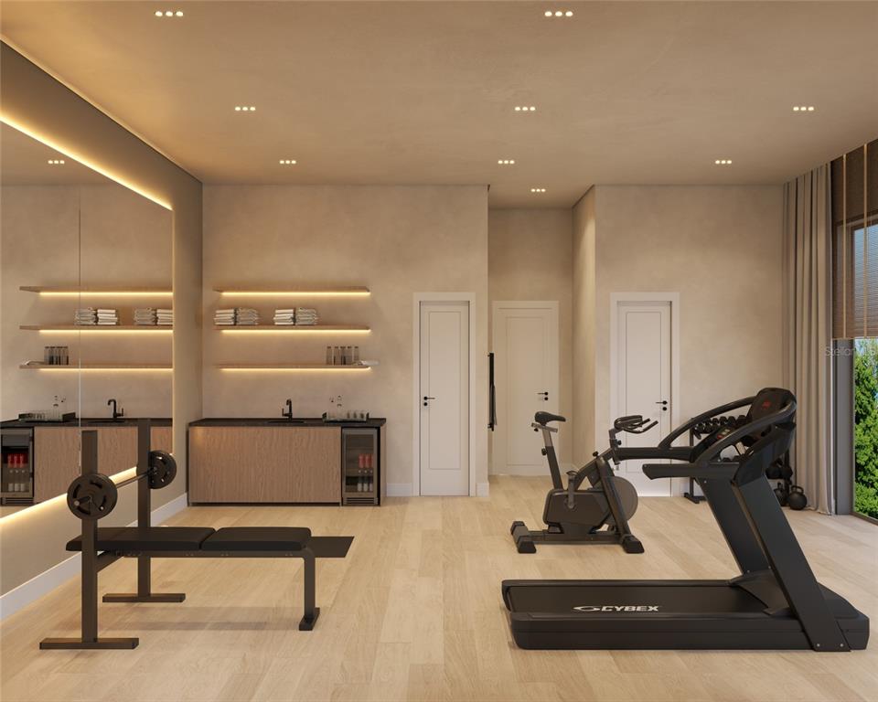 This is a rendering of a home gym featuring a stationary bike and weight bench — 15054 PENDIO DRIVE, BELLA COLLINA, FL