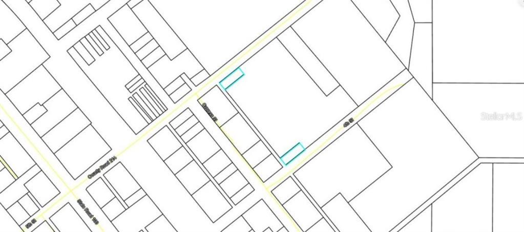 This is a plat map showing property lines and street layouts for a residential area — CR-214, KEYSTONE HEIGHTS, FL