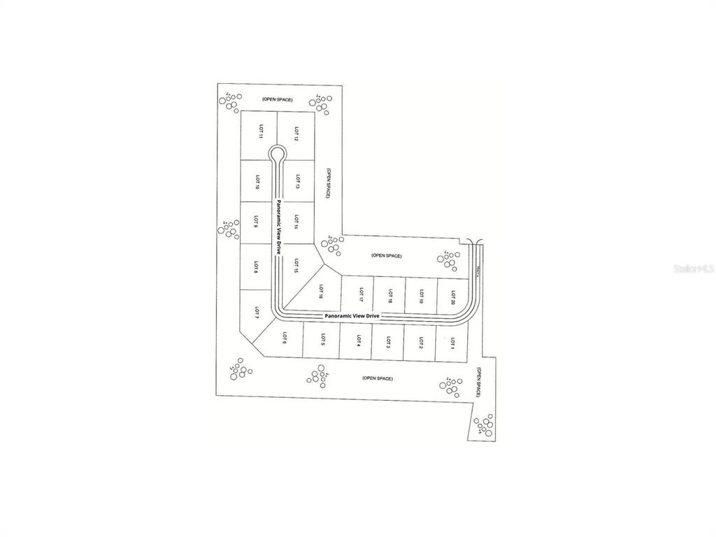 This is a site plan map showing the layout of twenty numbered residential lots — 5542 PANORAMIC VIEW DRIVE, APOPKA, FL