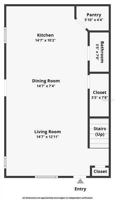 This is a floor plan of a home's main level featuring an open living area — 4824 CHATTERTON WAY, RIVERVIEW, FL