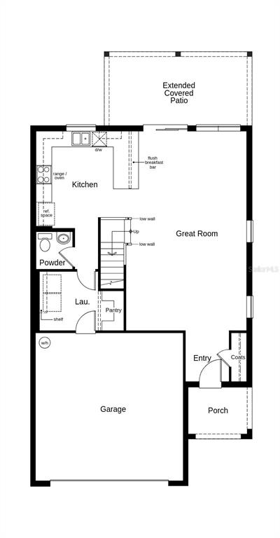 This is a floor plan of a home's first level featuring a garage and patio — 12524 WILLABRAND PIKE, HUDSON, FL