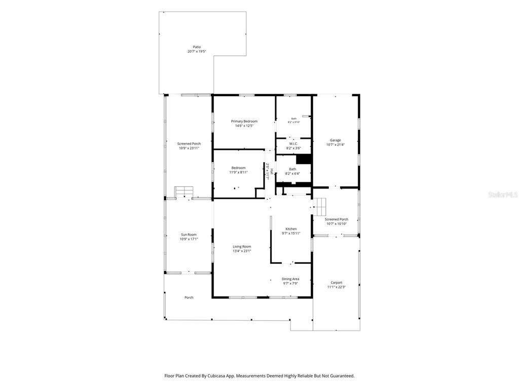 This is a floor plan showing the layout of a house with multiple rooms and porches — 9075 HIGHPOINT BOULEVARD, BROOKSVILLE, FL
