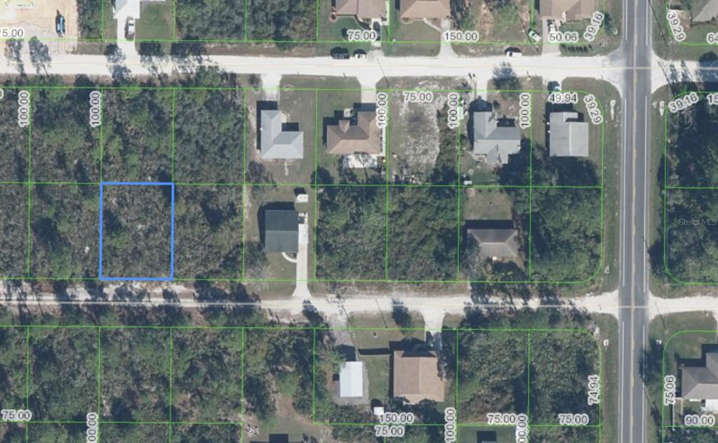 This is an aerial map showing residential property lot lines and dimensions — 325 BRANT AVENUE, SEBRING, FL