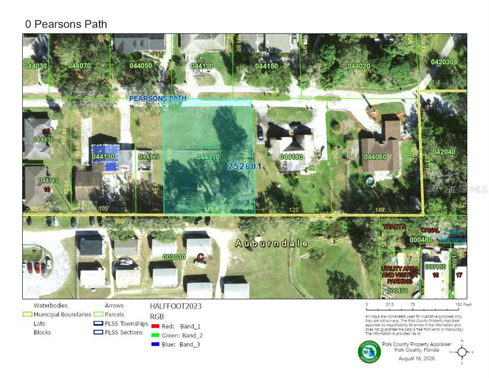 This is a property map showing a parcel of land located on Pearsons Path — PEARSONS PATH, AUBURNDALE, FL