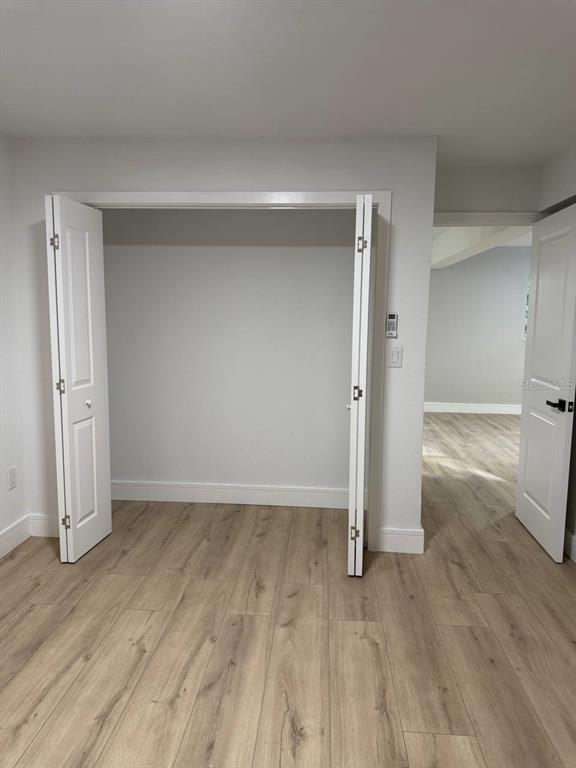 A room features light wood-look flooring, a white bi-fold closet, and an open doorway — 924 VALMAR ST, BRANDON, FL
