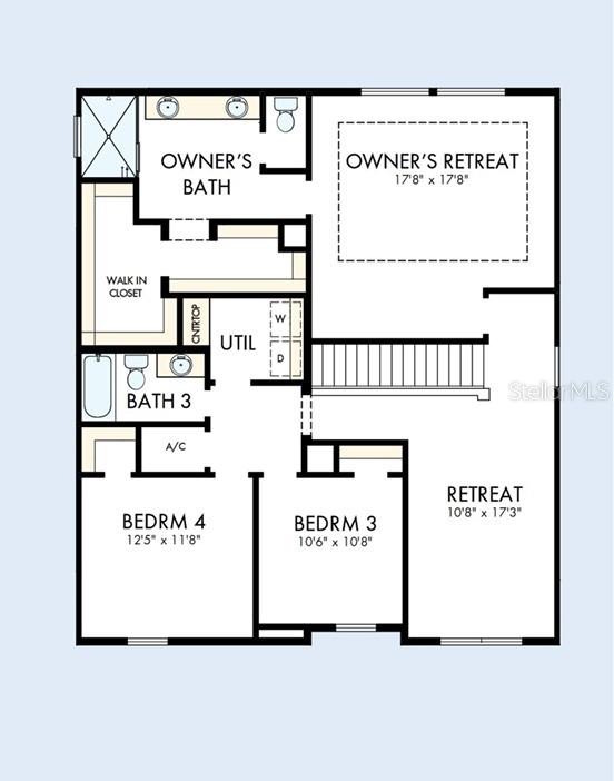 This is a floor plan showing the upper level of a house with four bedrooms — 811 W ORIENT STREET, TAMPA, FL