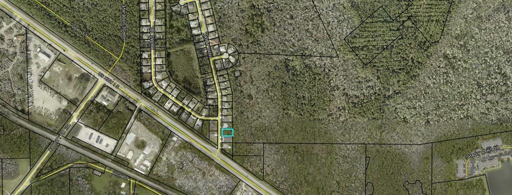 This is an aerial map showing a highlighted residential lot in a wooded area — 6 KARAT PATH, PALM COAST, FL
