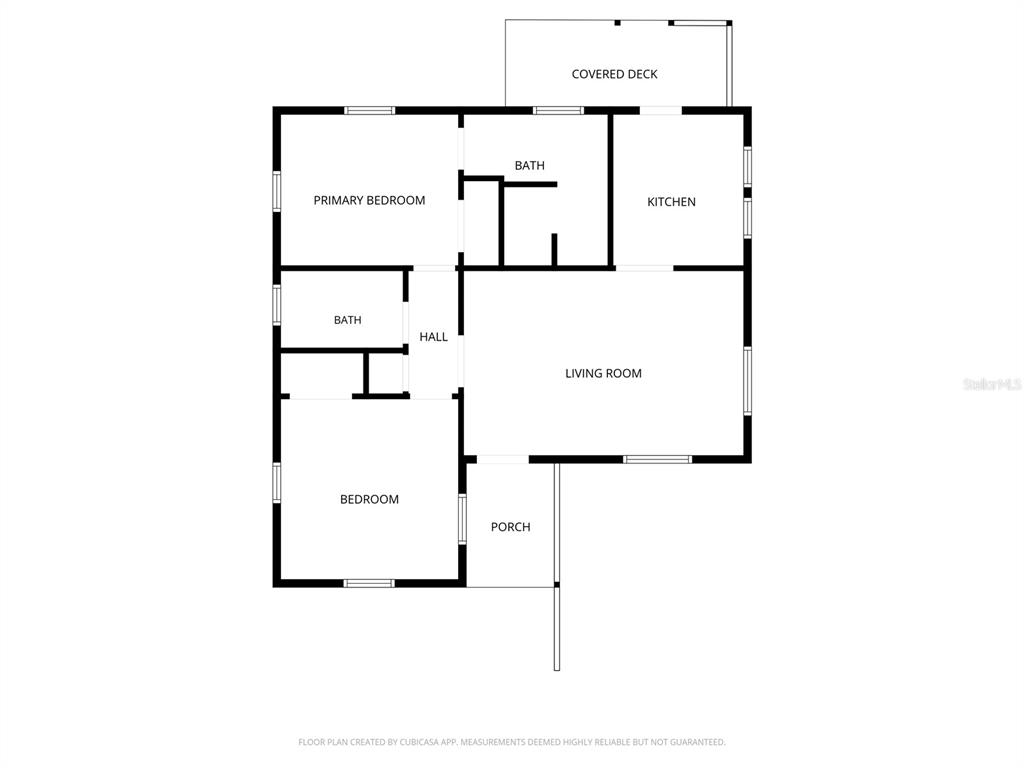 This is a floor plan showing a house with two bedrooms, two baths, and a porch — 246 WILLOW PLACE, ORMOND BEACH, FL