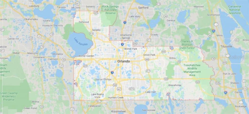 This is a map showing the geographic location of a property in the Orlando area — DILL ROAD, ORLANDO, FL