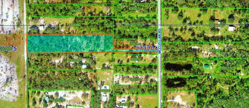This aerial map shows a highlighted rectangular land parcel located along a paved road — 760 MCCLELLAN ROAD, FROSTPROOF, FL