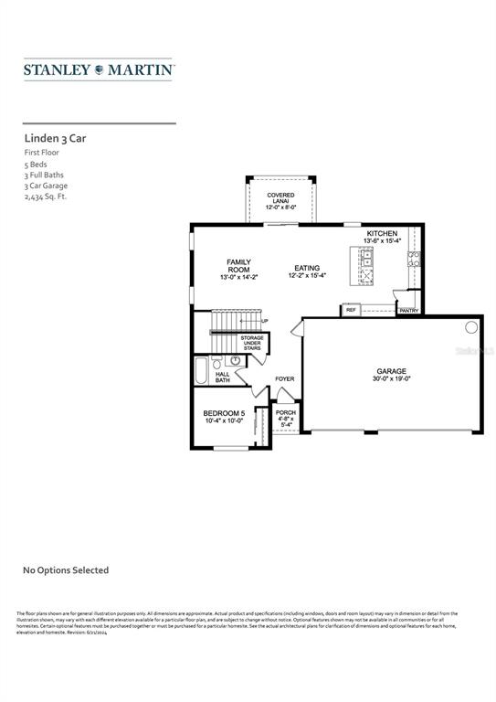 This is a floor plan for the first level of a five-bedroom residential home — 1075 CONNOLLY LANE, PALM BAY, FL