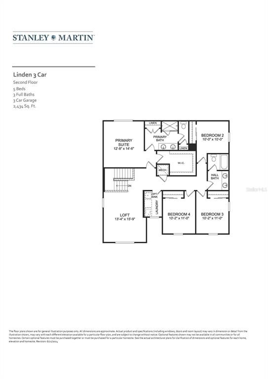 This is a floor plan for the second level of a five-bedroom residential home — 1075 CONNOLLY LANE, PALM BAY, FL