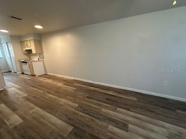 An open-concept living area features light gray walls and wood-look vinyl plank flooring — 2781 LANDOVER BOULEVARD, SPRING HILL, FL