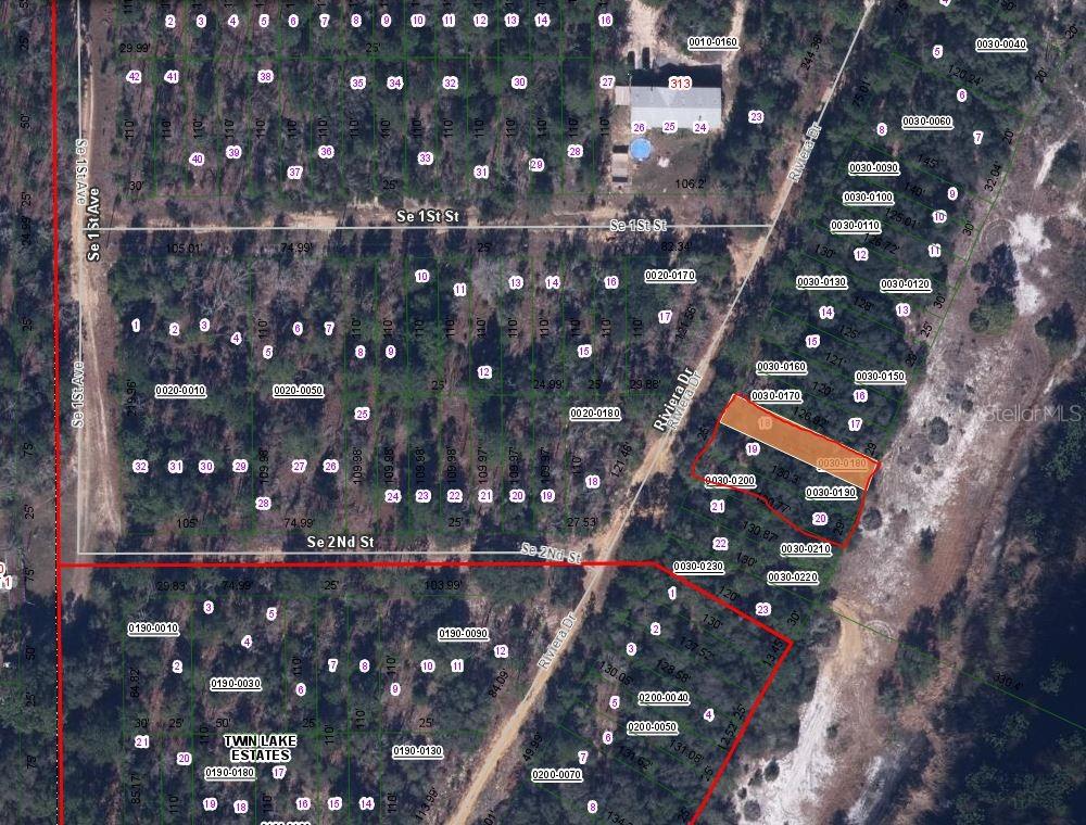 This is a property map showing residential lots and street layouts in a subdivision — 00 RIVIERA DRIVE, INTERLACHEN, FL