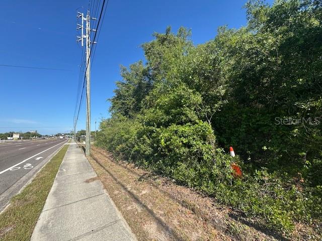 A sidewalk runs alongside a road next to a dense area of trees and brush — 10331 STATE ROAD 52, HUDSON, FL