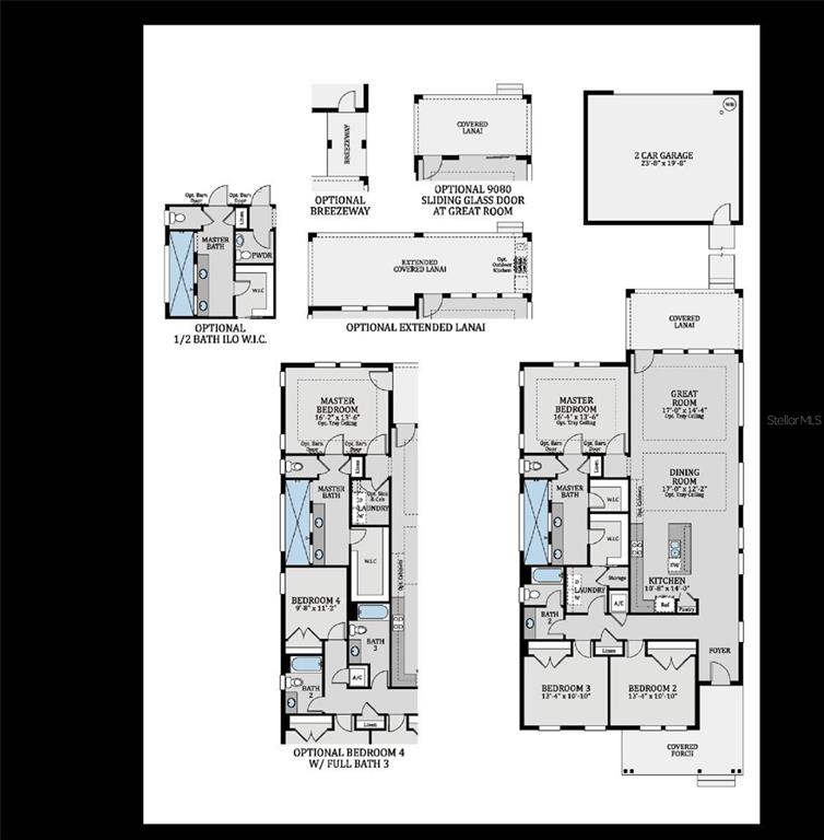This floor plan shows a residential home layout with a kitchen, bedrooms, and optional configurations — 6652 WAKE STREET, ST CLOUD, FL