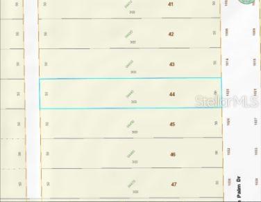 This is a plat map showing a rectangular parcel of land labeled lot 44 — 1020 SABLE PALM DRIVE, CHRISTMAS, FL